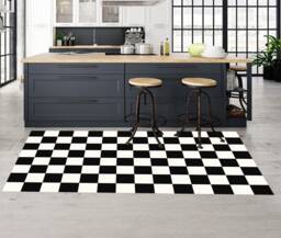 Black & White Vinyl Mat.art Mat.mat Floors.vinyl Floor Mat.pvc Rug.vinyl Rug.kitchen Rug. Linoleum Rug.checkerboard Pattern Mat.floor Mat - thumbnail 1
