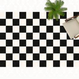 Black & White Vinyl Mat.art Mat.mat Floors.vinyl Floor Mat.pvc Rug.vinyl Rug.kitchen Rug. Linoleum Rug.checkerboard Pattern Mat.floor Mat - thumbnail 3