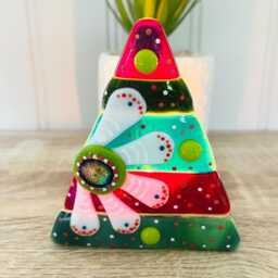Fused Glass Floral Christmas Tree Candle Holder Decoration - Decoration, Cornish Glass, Fused Glass Cornwall - thumbnail 2