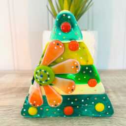 Fused Glass Floral Christmas Tree Candle Holder Decoration - Decoration, Cornish Glass, Fused Glass Cornwall - thumbnail 3