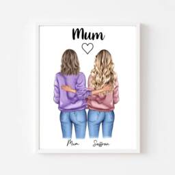 Personalised Mum Print, & Daughter Mothers Day Gift, Birthday Gift For Mum, Christmas Mummy Mam - thumbnail 1