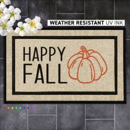 Happy Fall Seasonal Quote Doormat - Decor For Lovers - thumbnail 1