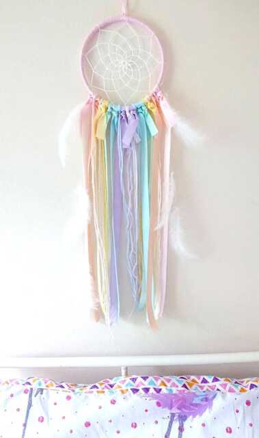 Pastel Rainbow Dreamcatcher, Girls Bedroom Decor, Baby Nursery Wall Hanging - image 1