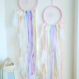 Pastel Rainbow Dreamcatcher, Girls Bedroom Decor, Baby Nursery Wall Hanging - thumbnail 2
