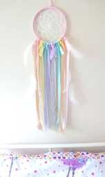 Pastel Rainbow Dreamcatcher, Girls Bedroom Decor, Baby Nursery Wall Hanging - thumbnail 1