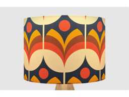 Retro Orange Blue Flower Lampshade Table Floor Lamp Ceiling Pendant Small Medium Large 15cm 20cm 25cm 30cm 35cm 40cm Fabric Drum Light Shade