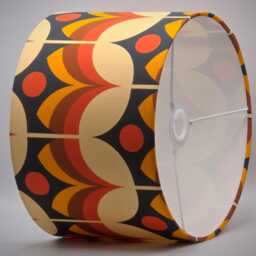 Retro Orange Blue Flower Lampshade Table Floor Lamp Ceiling Pendant Small Medium Large 15cm 20cm 25cm 30cm 35cm 40cm Fabric Drum Light Shade - thumbnail 3