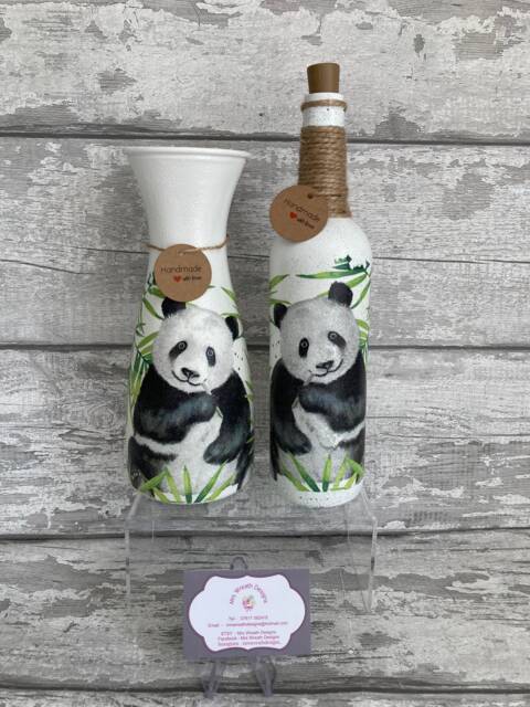 Panda Vase & Light Up Bottle Set, Gifts, Mother's Day Gifts , Xmas Snowdrops - image 1