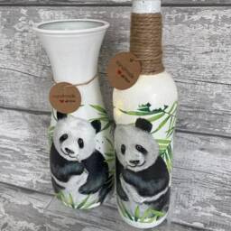Panda Vase & Light Up Bottle Set, Gifts, Mother's Day Gifts , Xmas Snowdrops - thumbnail 3