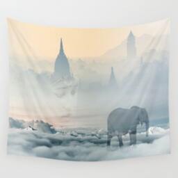 Fantasy Themed Wall Tapestry, Land Of Dreams Mystical Art, Fantasy Digital Art - thumbnail 3