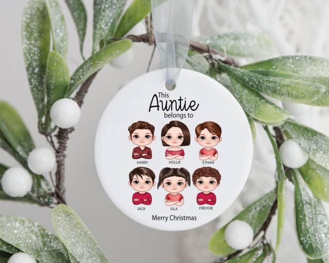 Auntie Bauble From Niece & Nephew, Auntie Christmas, Christmas Ornaments, Decorations, Uncle - image 1