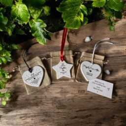 Personalised Dog First Christmas in Forever Home Ceramic Circle Decoration Ornament - thumbnail 3