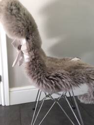 Violet Purple Sheepskin Rug Throw. Luxuriously Thick, Soft Fleece. Rare With Optional Handmde Chair Ties - thumbnail 3