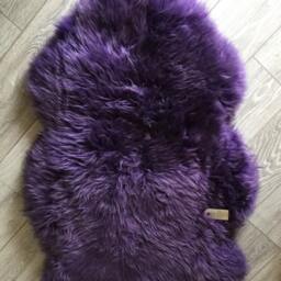 Violet Purple Sheepskin Rug Throw. Luxuriously Thick, Soft Fleece. Rare With Optional Handmde Chair Ties - thumbnail 2