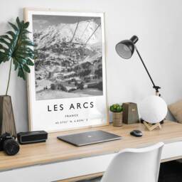 Les Arcs France Ski Poster Black & White Alpine Travel Print - thumbnail 2