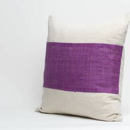 Hmong Hill Tribe Hemp Pillow - Purple Stripe, 20x20 - thumbnail 2
