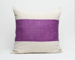 Hmong Hill Tribe Hemp Pillow - Purple Stripe, 20x20 - thumbnail 1