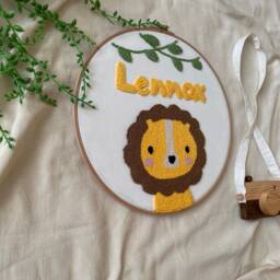 Punch - Needle Personalized Wall Hanging Decor Lion Baby Room Finished Product - thumbnail 3
