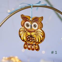 Owl Ornament Christmas Bird Hand Painted Ornaments, Wooden Ornaments Handmade, Ukrainian With Petrylivka Art - thumbnail 4