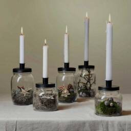 Winter Tablescape Candle Holder - Glass Jar Woodland Decoration - thumbnail 2