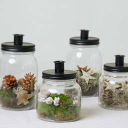 Winter Tablescape Candle Holder - Glass Jar Woodland Decoration - thumbnail 3