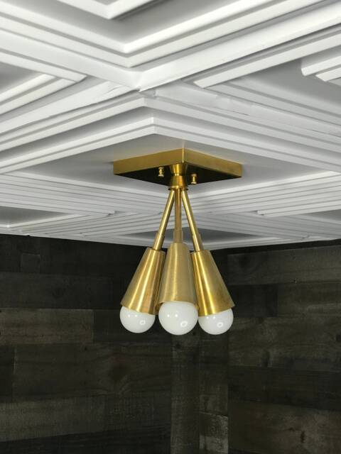 Theseus Modern 3 Cone Light Mid Century Semi Flush - image 1