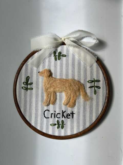 Handmade Felted Wool Pet in Embroidery Hoop - Nursery Wall Art - image 1