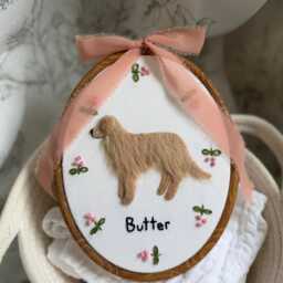 Handmade Felted Wool Pet in Embroidery Hoop - Nursery Wall Art - thumbnail 2
