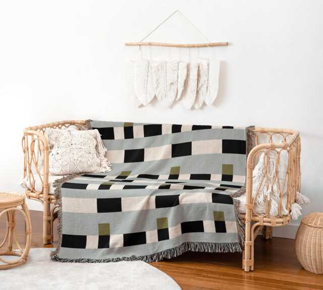 Baby Blue Bauhaus Grid Woven Throw Blanket - image 1