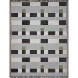 Baby Blue Bauhaus Grid Woven Throw Blanket - thumbnail 4