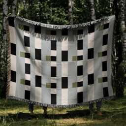 Baby Blue Bauhaus Grid Woven Throw Blanket - thumbnail 3