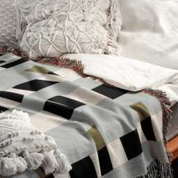 Baby Blue Bauhaus Grid Woven Throw Blanket - thumbnail 2