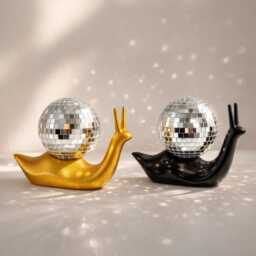 Mirror Mosaic Disco Snail Figurine - Gold & Black Sparkle Glam Home D??cor Gift For Her Statement Piece Personalised Option - thumbnail 1