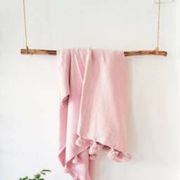 Pink Moroccan Pom Throw Blanket, Bohemian Decor Bedcover, Blanket Sofa, Blanket, Throw Blanket With Tassels - thumbnail 4