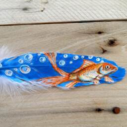 Painted Feather, Goldfish Painting - thumbnail 3