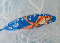 Painted Feather, Goldfish Painting - thumbnail 1