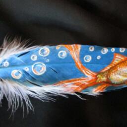 Painted Feather, Goldfish Painting - thumbnail 4