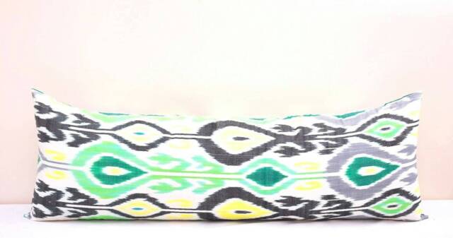 Green Ikat Body Pillow Cover, Extra Long Lumbar - image 1
