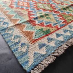 Kilim Rug Classic, Handmade Artisan Afghan Turkish Aztec Geometric Wool 143x88 cm - thumbnail 2