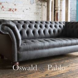 3 Seater Slate Grey Vegan Friendly & Eco Leather Chesterfield Sofa - Other Sizes + - thumbnail 3