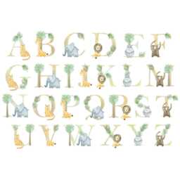 Watercolour Jungle Animal Wall Sticker - Animals On A-Z Letters Personalised Text Decal Art - thumbnail 2
