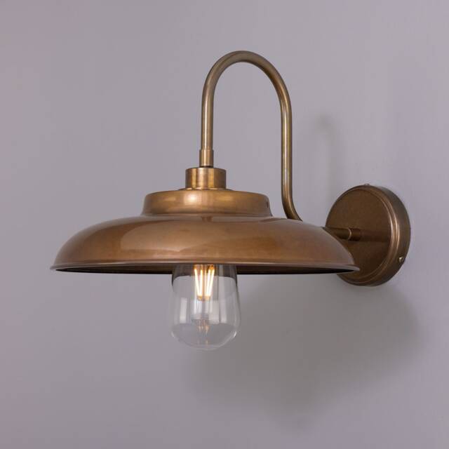 Brass Swan Neck Wall Sconce, Industrial Outdoor Lighting - image 1