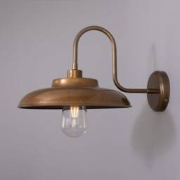 Brass Swan Neck Wall Sconce, Industrial Outdoor Lighting - thumbnail 3