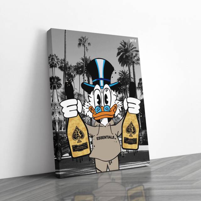 Scrooge Mcduck Champagne Pop Art Canvas - Alec Monopoly Inspired - image 1