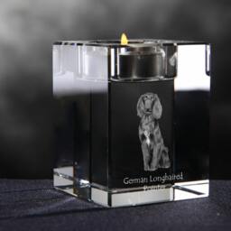 German Longhaired Pointer - Crystal Candlestick With Dog, Souvenir, Decoration, Limited Edition, Collection - thumbnail 2