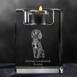 German Longhaired Pointer - Crystal Candlestick With Dog, Souvenir, Decoration, Limited Edition, Collection - thumbnail 3
