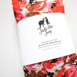 Organic Cotton Muslin Baby Swaddle Blanket in Bright Floral - thumbnail 3