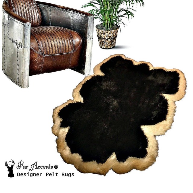 Handmade Faux Fur Pelt Rug - Brown & Tan, Thick Padded Accent - image 1