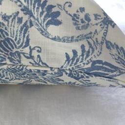 Powder Blue Floral Linen Cushion Cover Jacobean Floral, Hamptons Style - thumbnail 3