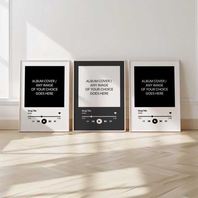 Set Of 3 Now Playing Music Prints - Custom Album Cover Art Personalised Song Name Posters Favourite Gift Wall - image 1